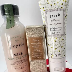 Fresh Skincare Trio Set – Cleanser 75ml, Cream 30ml, Kombucha Essence 20ml